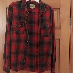 Free Nature Slim Fit Flannel, Medium, Red & Black